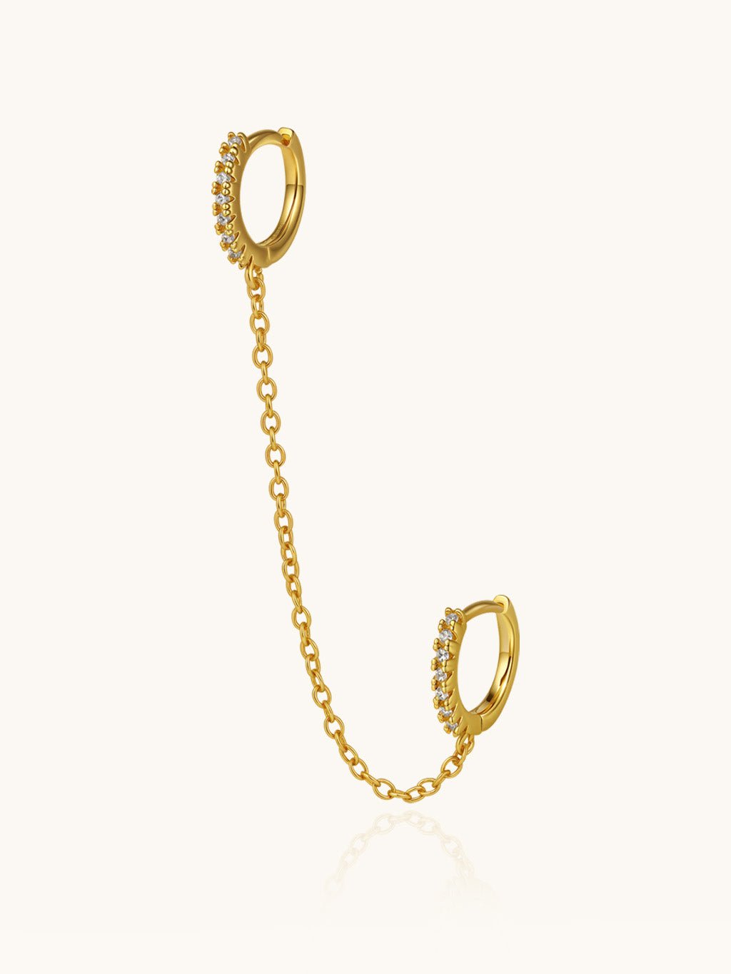 Double Huggie Chain Hoops - Dorose | Wasserresistent, kein Verfärben