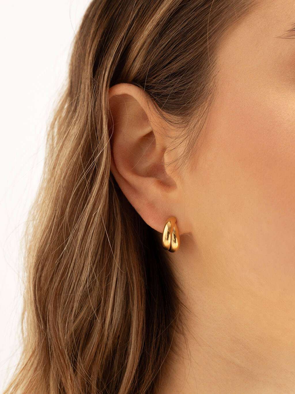 Double Rows Ohrstecker Gold - Dorose | Wasserfester Schmuck, 18K vergoldet