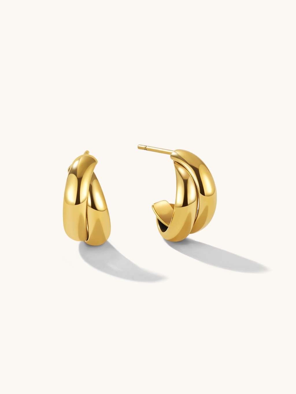 Double Rows Ohrstecker Gold - Dorose | Wasserfester Schmuck, 18K vergoldet