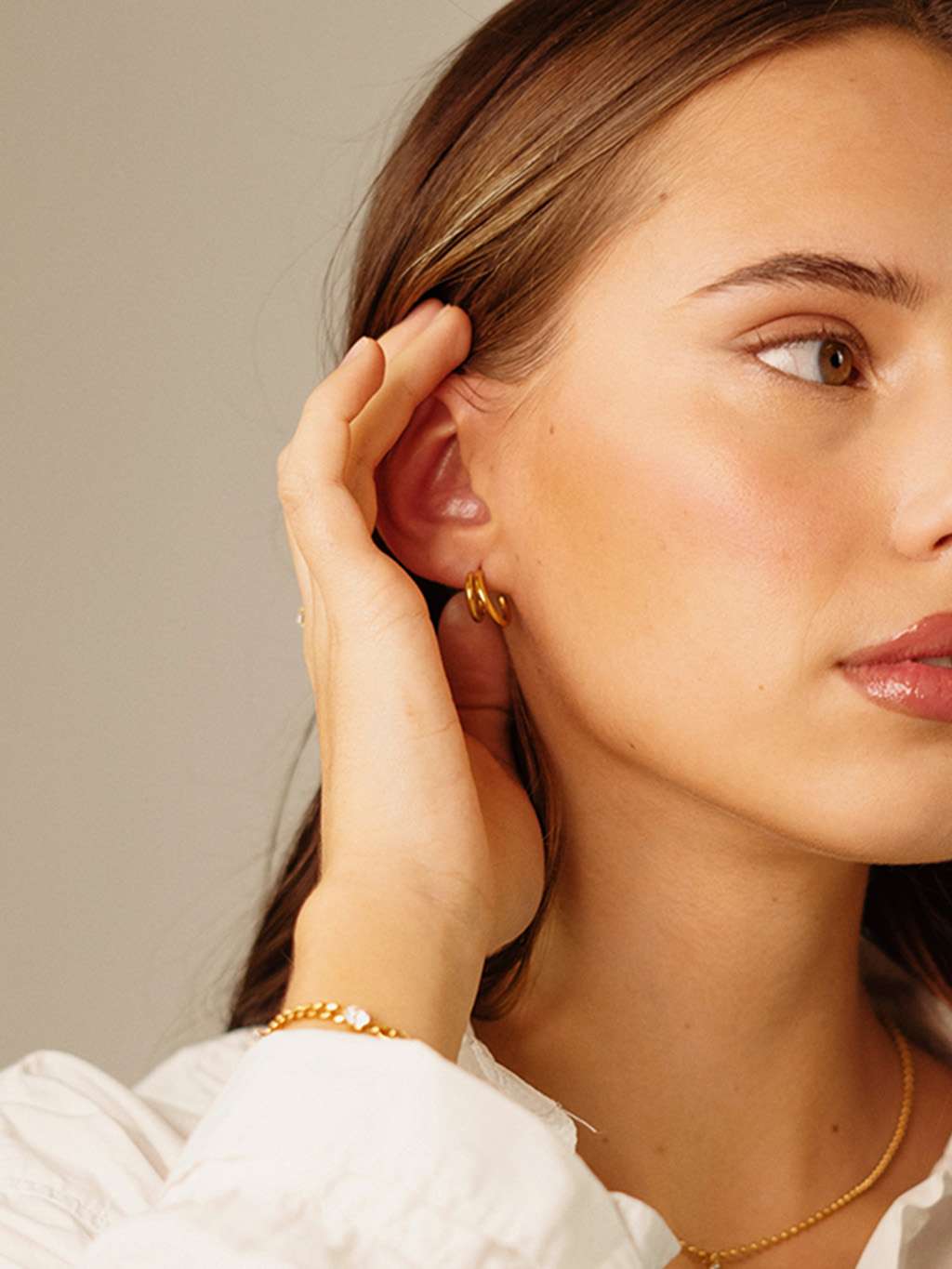 Double Side Ohrringe Gold - Dorose | Wasserfester Schmuck, 18K vergoldet