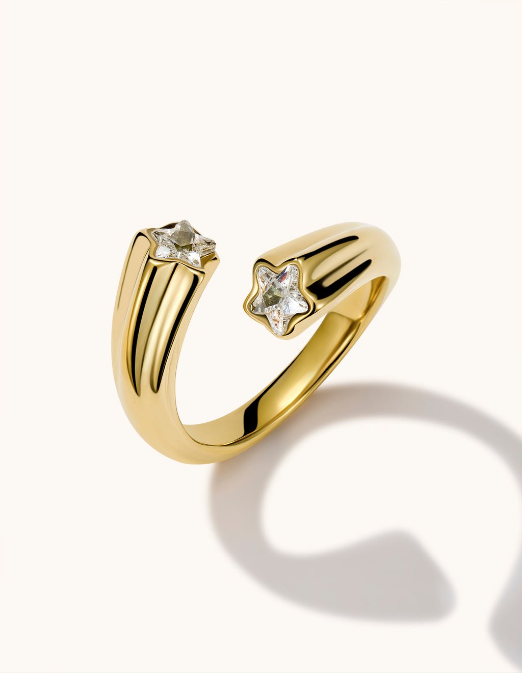 Double Star Ring Gold 54mm - Dorose | Wasserfester Schmuck, 18K vergoldet