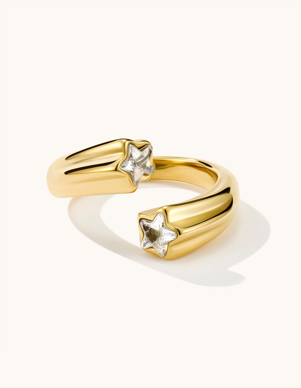 Double Star Ring Gold 54mm - Dorose | Wasserfester Schmuck, 18K vergoldet