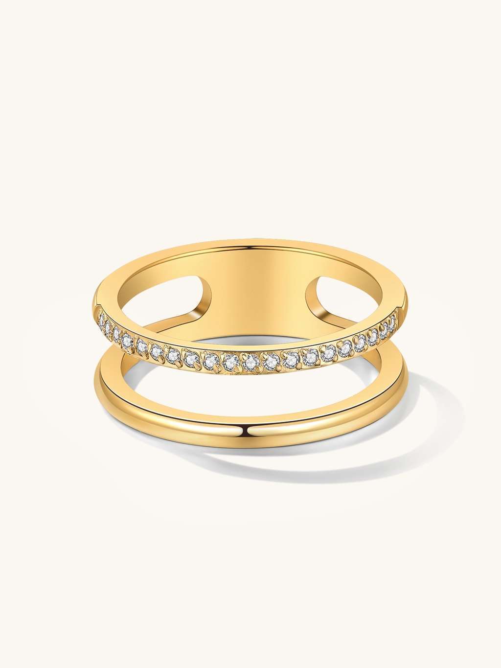 Double String Ring mit Zirkonia - Dorose | Wasserfester Schmuck, 18K vergoldet