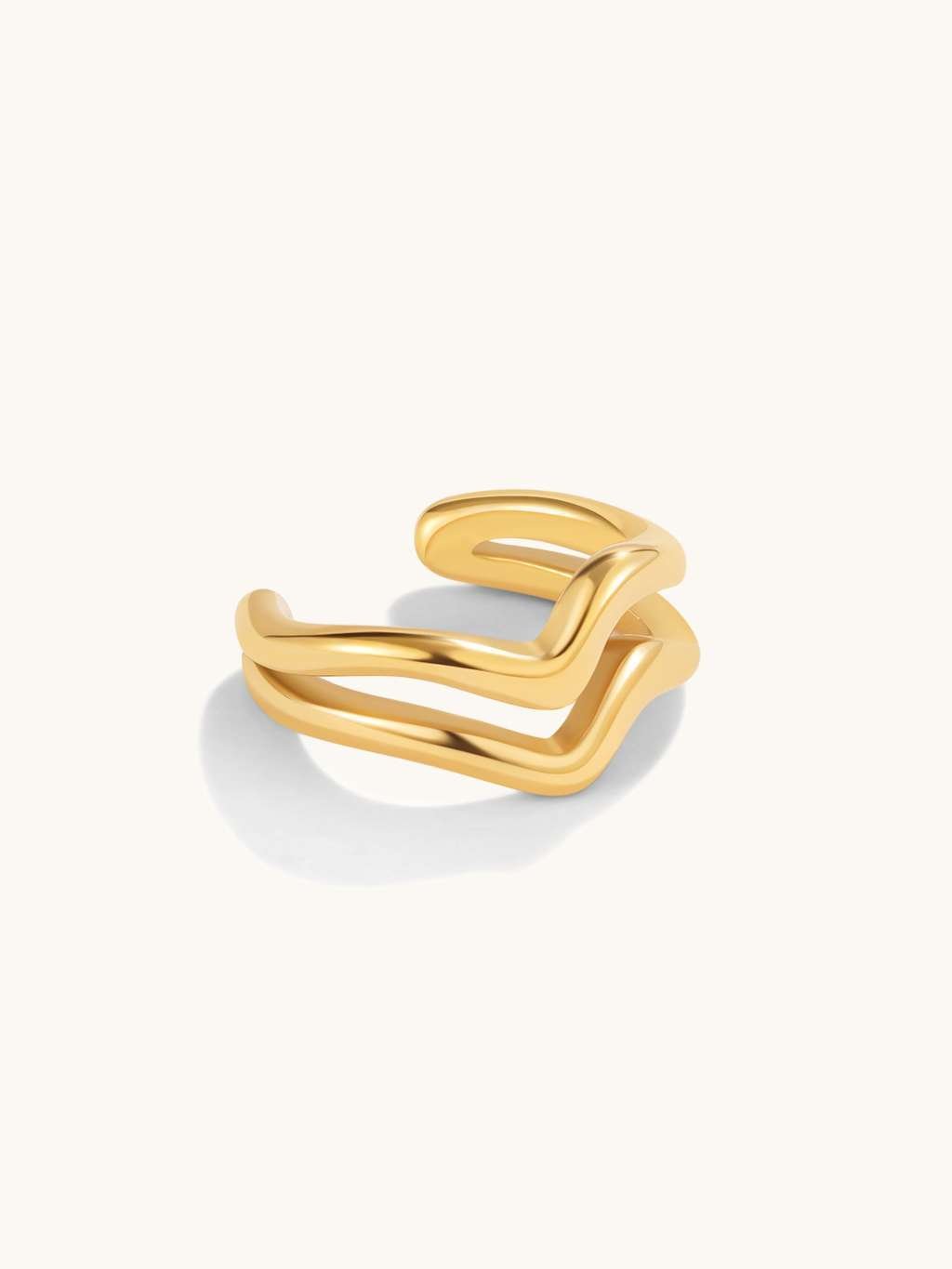 Double Wave Earcuff Gold - Dorose | Wasserfester Schmuck, 18K vergoldet