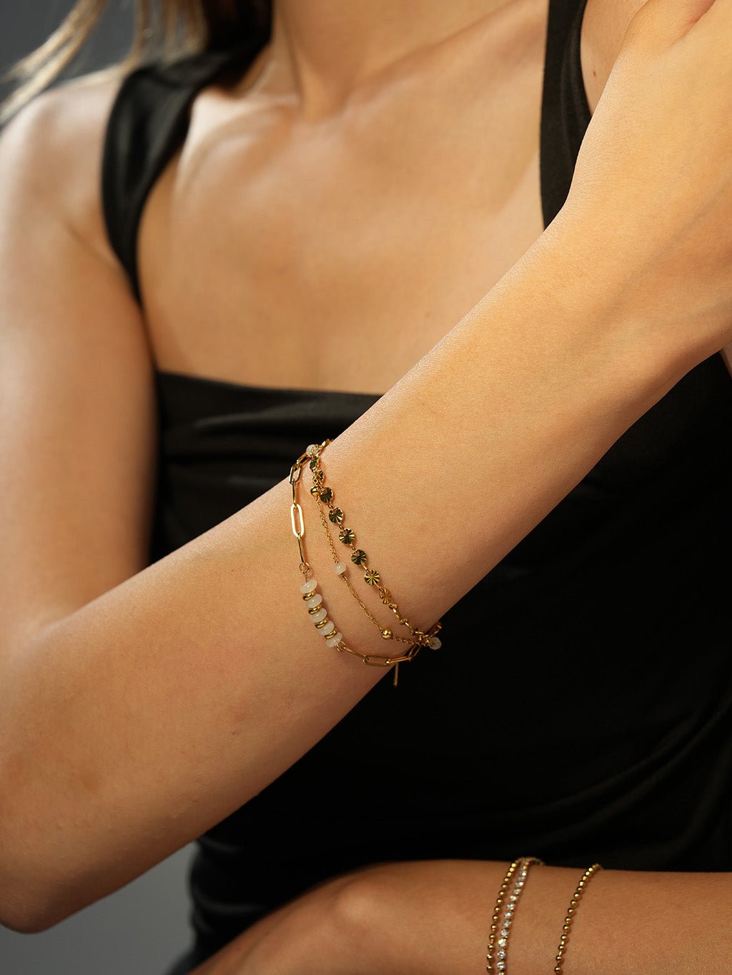 Drei - Schichten Traumhafte Stapelarmband Gold - Dorose | Wasserresistent, kein Verfärben