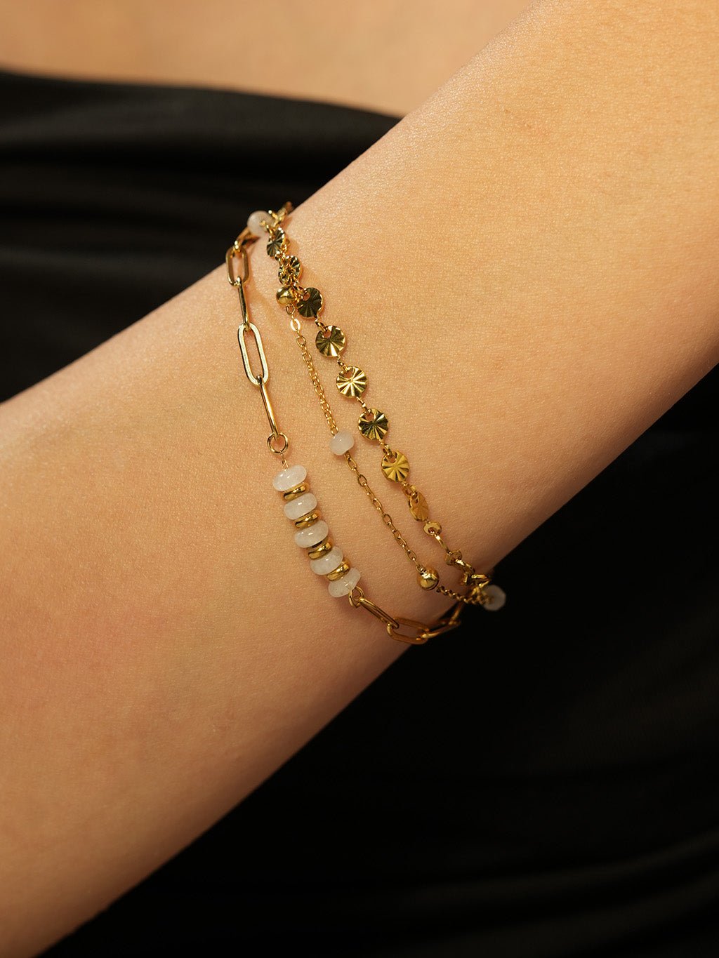 Drei - Schichten Traumhafte Stapelarmband Gold - Dorose | Wasserresistent, kein Verfärben