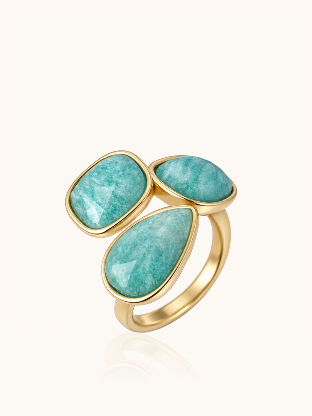 Dreifacher Amazonit Ring Gold Verstellbar - Dorose | Wasserresistent, kein Verfärben