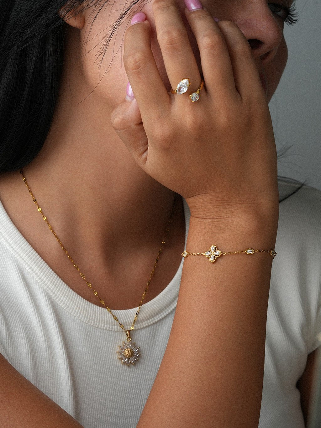 Duett Zirkonia Ring Gold - Dorose | Wasserresistent, kein Verfärben