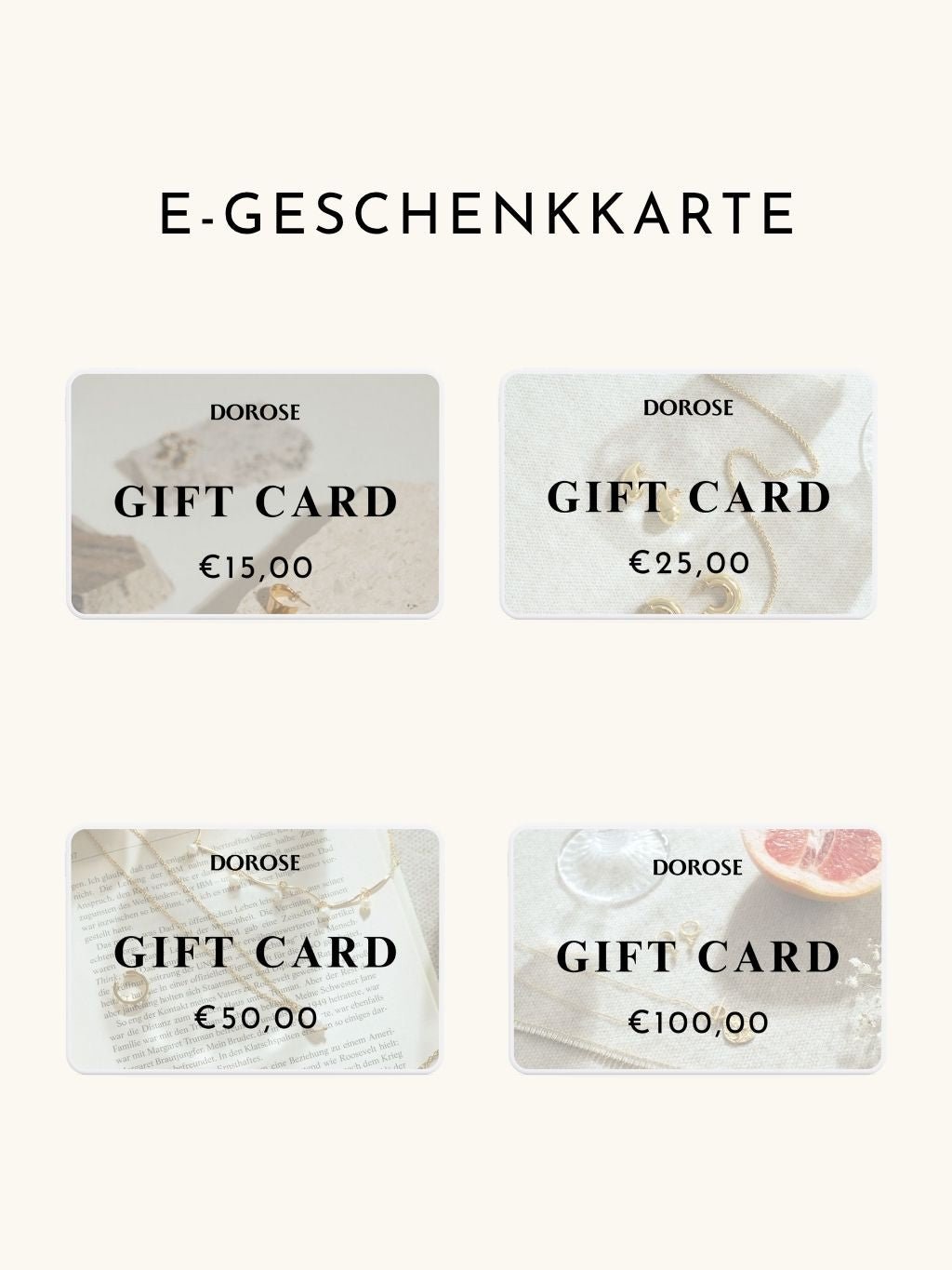 E - GUTSCHEIN PER E - MAIL - Dorose | Wasserfester Schmuck, 18K vergoldet