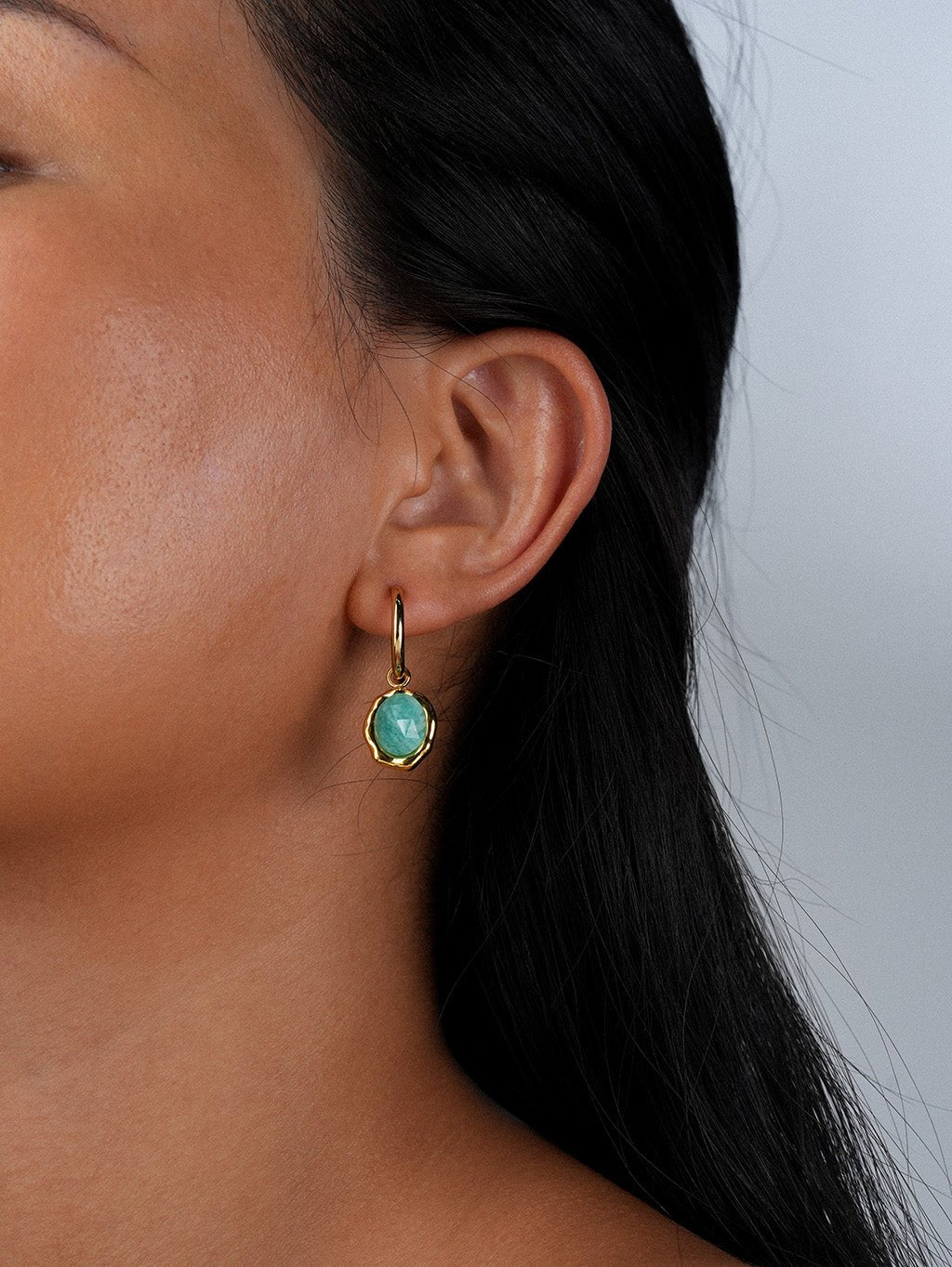 Elegante Amazonit Creolen Gold - Dorose | Wasserresistent, kein Verfärben