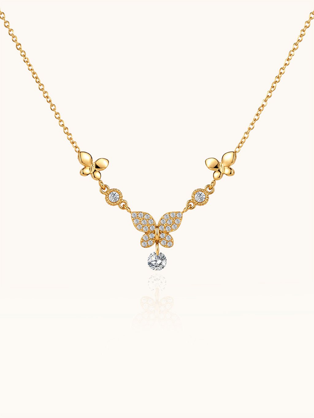 Elegante Schmetterling Halskette Gold mit Zirkonia - Dorose | Wasserresistent, kein Verfärben