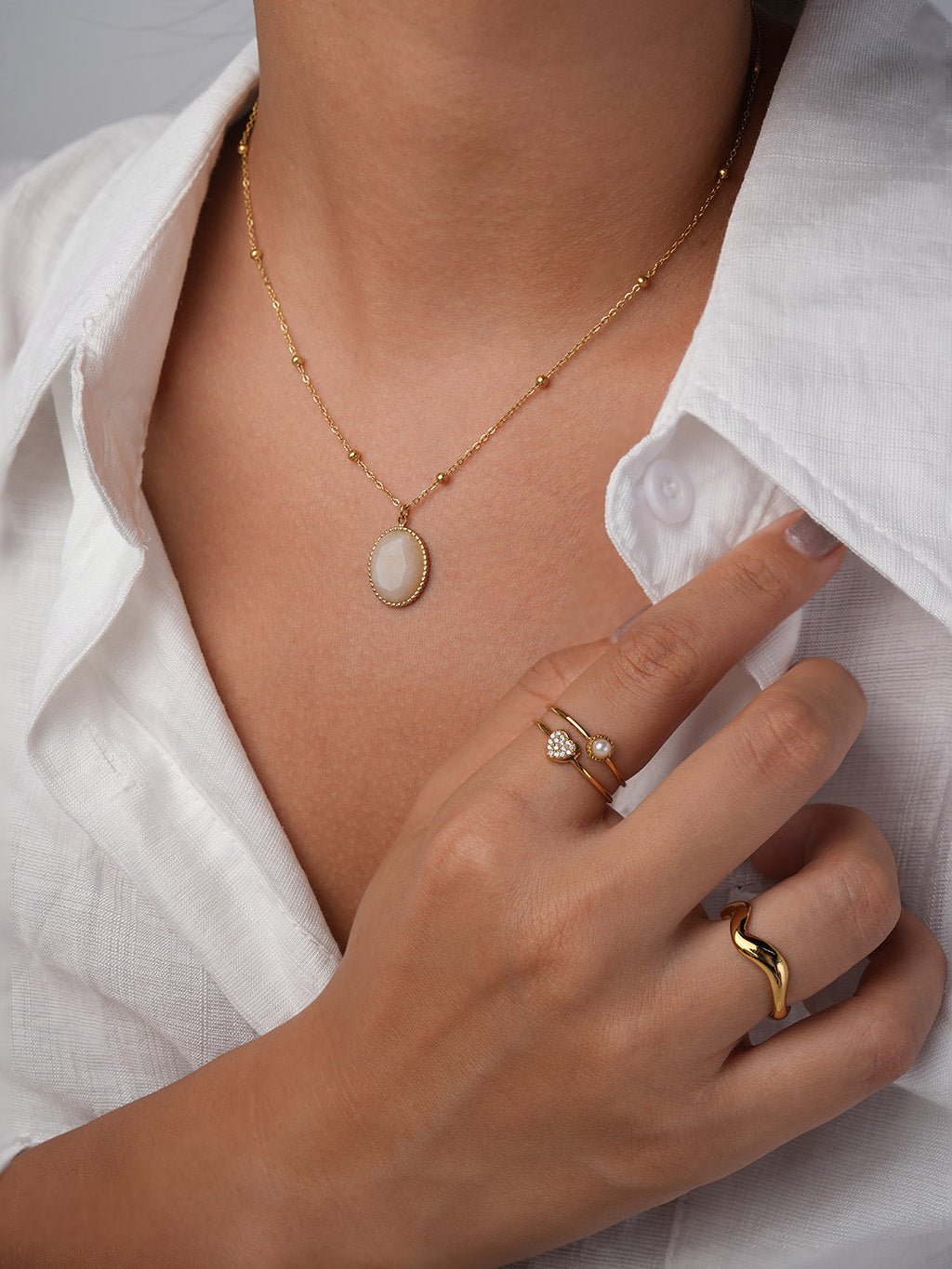 Pearl Heart Ring Gold mit Herz und Perle von DOROSE