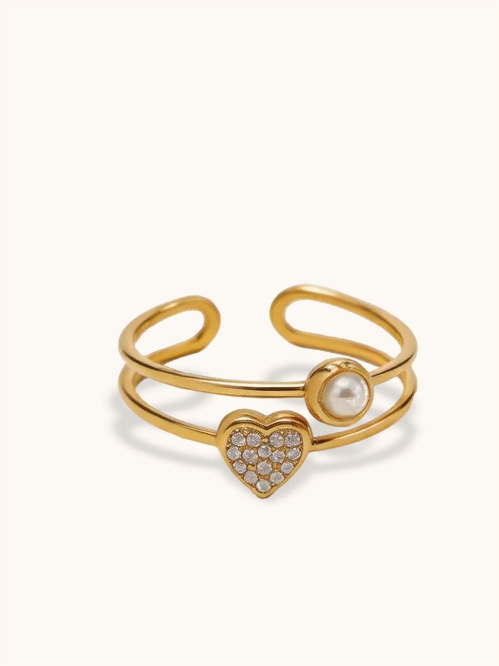 Pearl Heart Ring Gold mit Herz und Perle von DOROSE