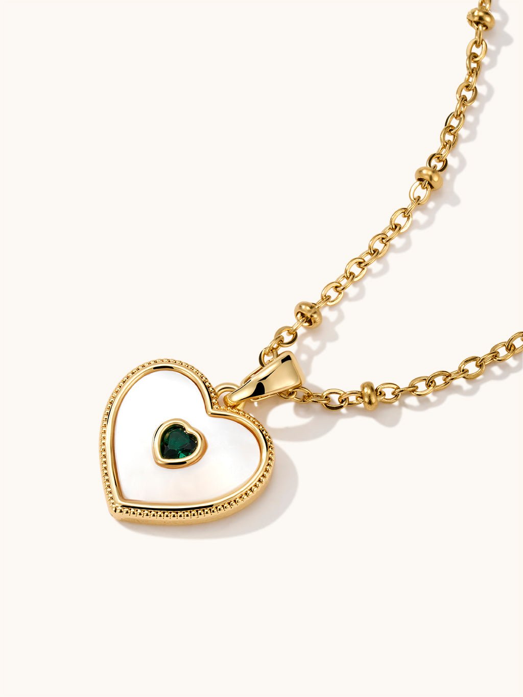 Emerald Heart Tag Kette Gold - Dorose | Wasserfester Schmuck, 18K vergoldet