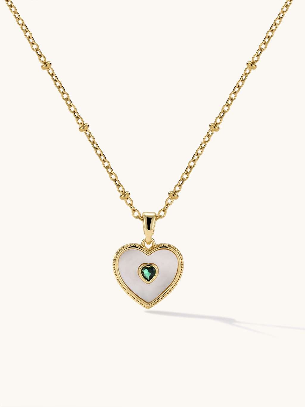 Emerald Heart Tag Kette Gold - Dorose | Wasserfester Schmuck, 18K vergoldet
