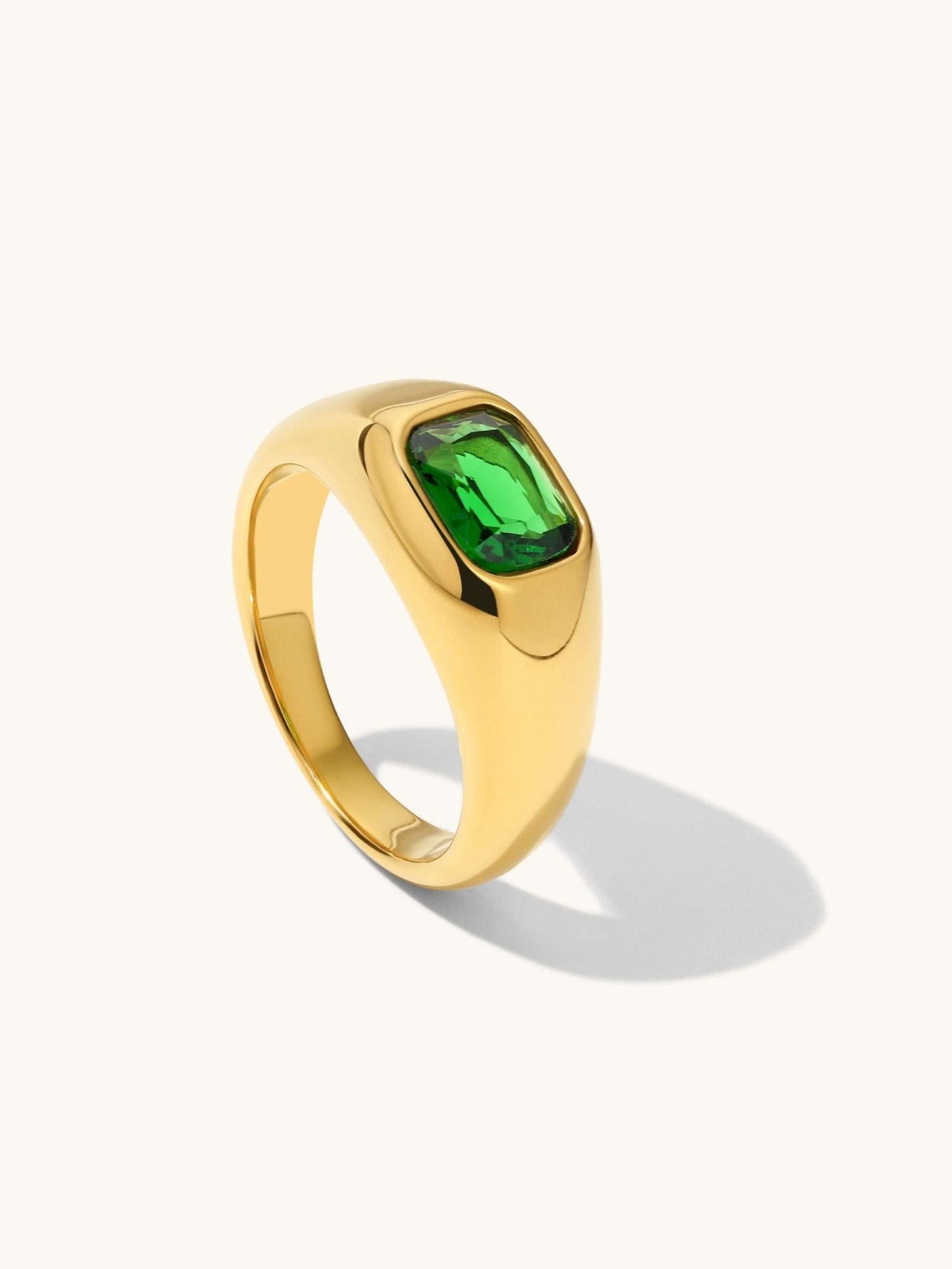 Emerald Ring mit Zirkonia Gold - Dorose | Wasserfester Schmuck, 18K vergoldet
