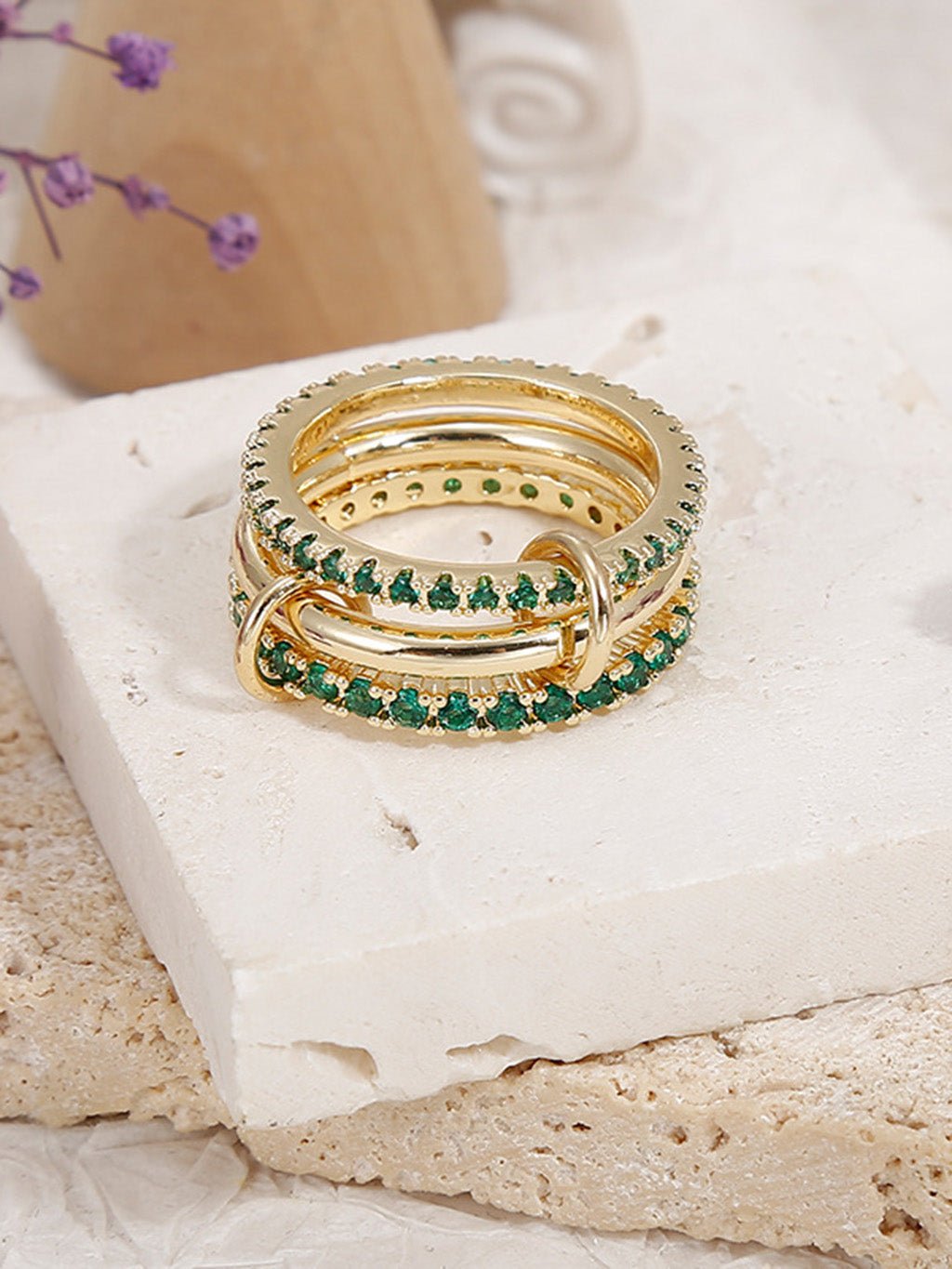 Emerald Triple Pave Infinity Ring Gold - Dorose | Wasserresistent, kein Verfärben