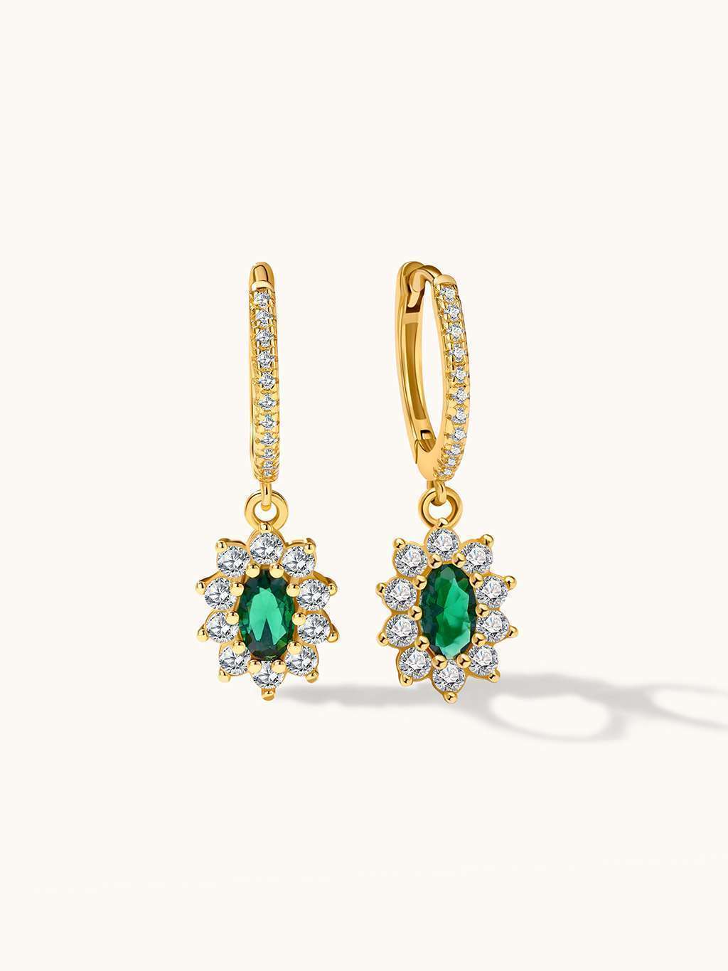 Emerald Vintage Ohrringe Gold - Dorose | Wasserfester Schmuck, 18K vergoldet