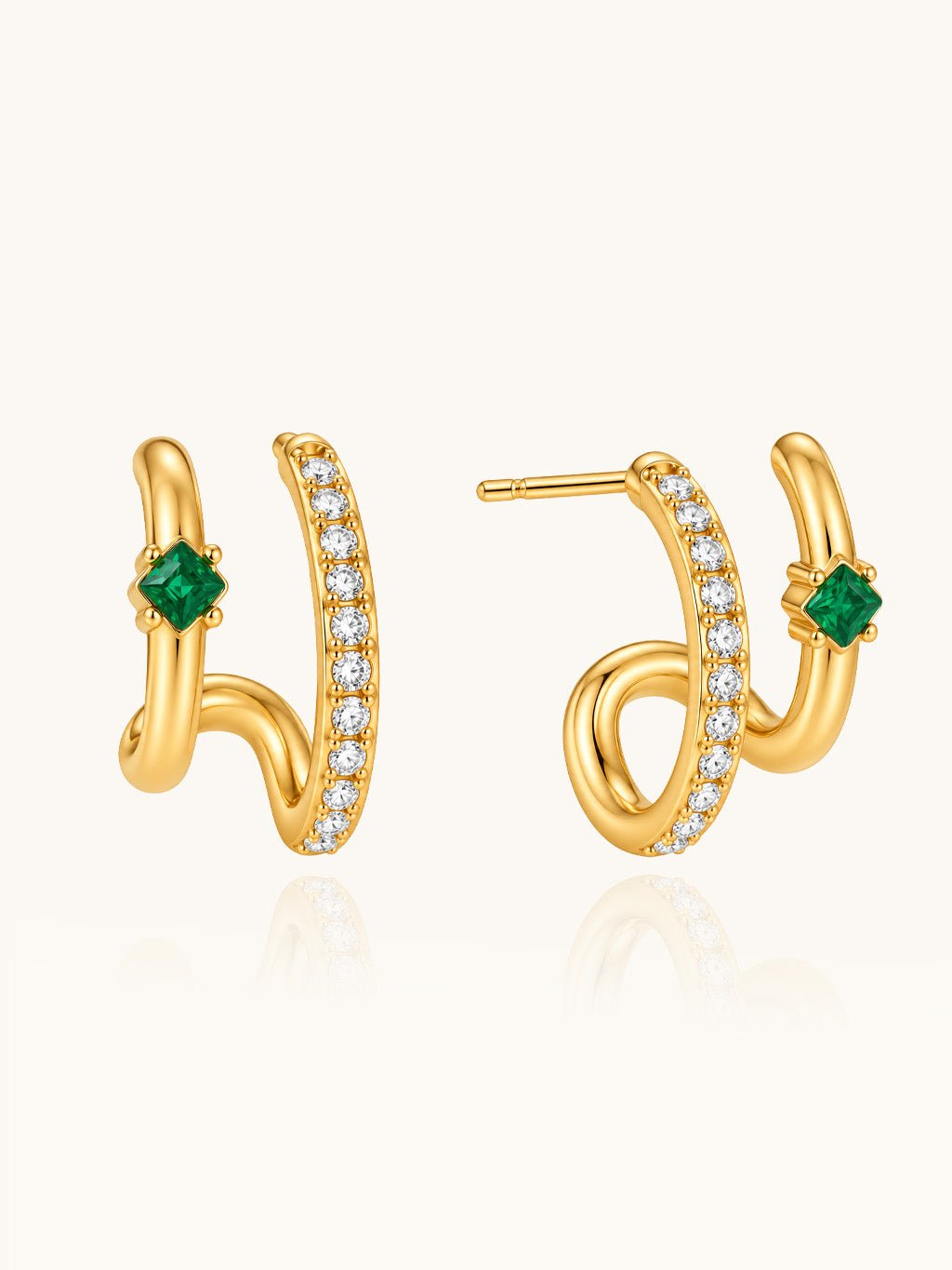 Emerald Zirkonia Hoop Ohrringe Gold - Dorose | Wasserresistent, kein Verfärben