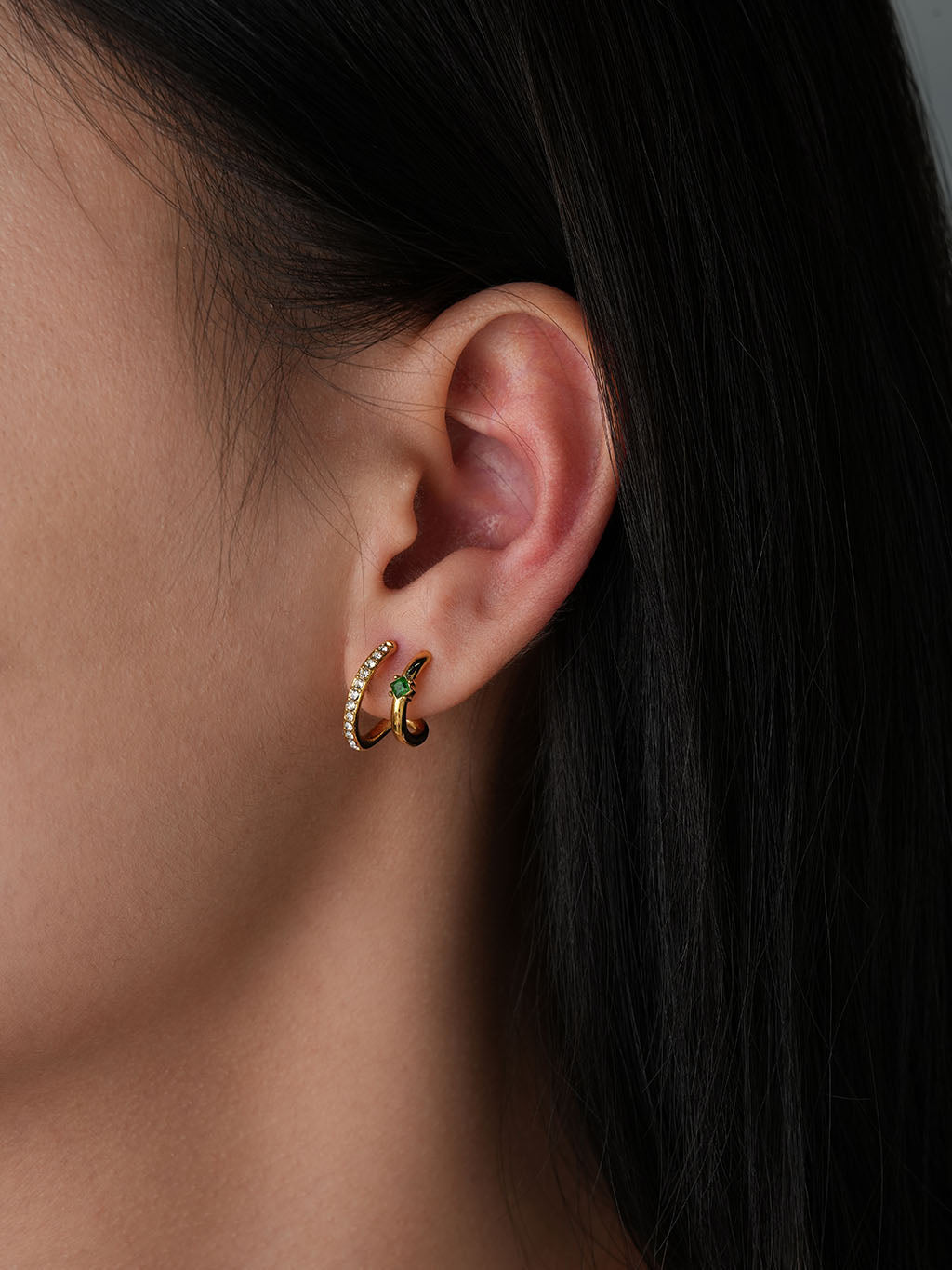Emerald Zirkonia Hoop Ohrringe Gold - Dorose | Wasserresistent, kein Verfärben