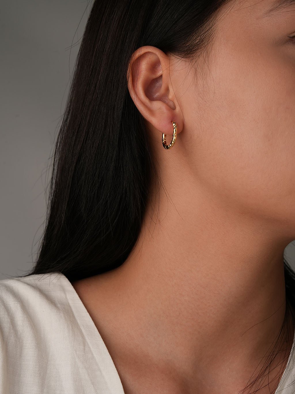 Facetten Oval Creolen Gold - Dorose | Wasserresistent, kein Verfärben