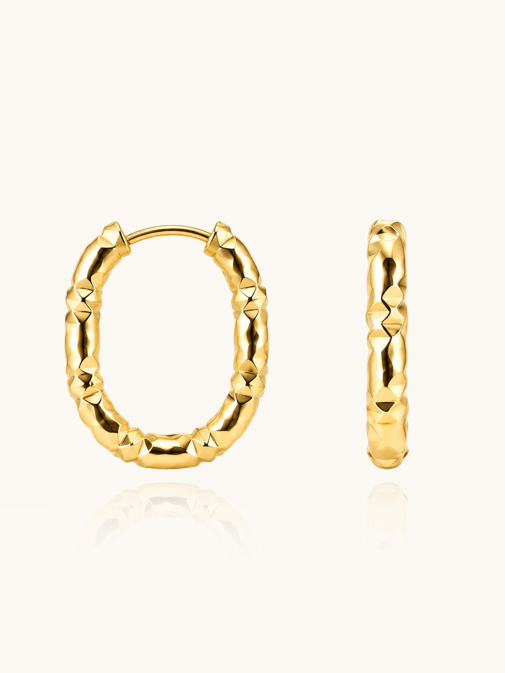 Facetten Oval Creolen Gold - Dorose | Wasserresistent, kein Verfärben