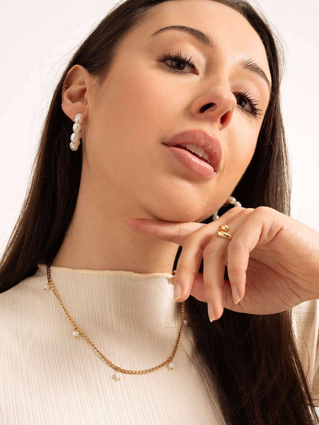 Figaro Halskette mit Pearl Gold - Dorose | Wasserfester Schmuck, 18K vergoldet