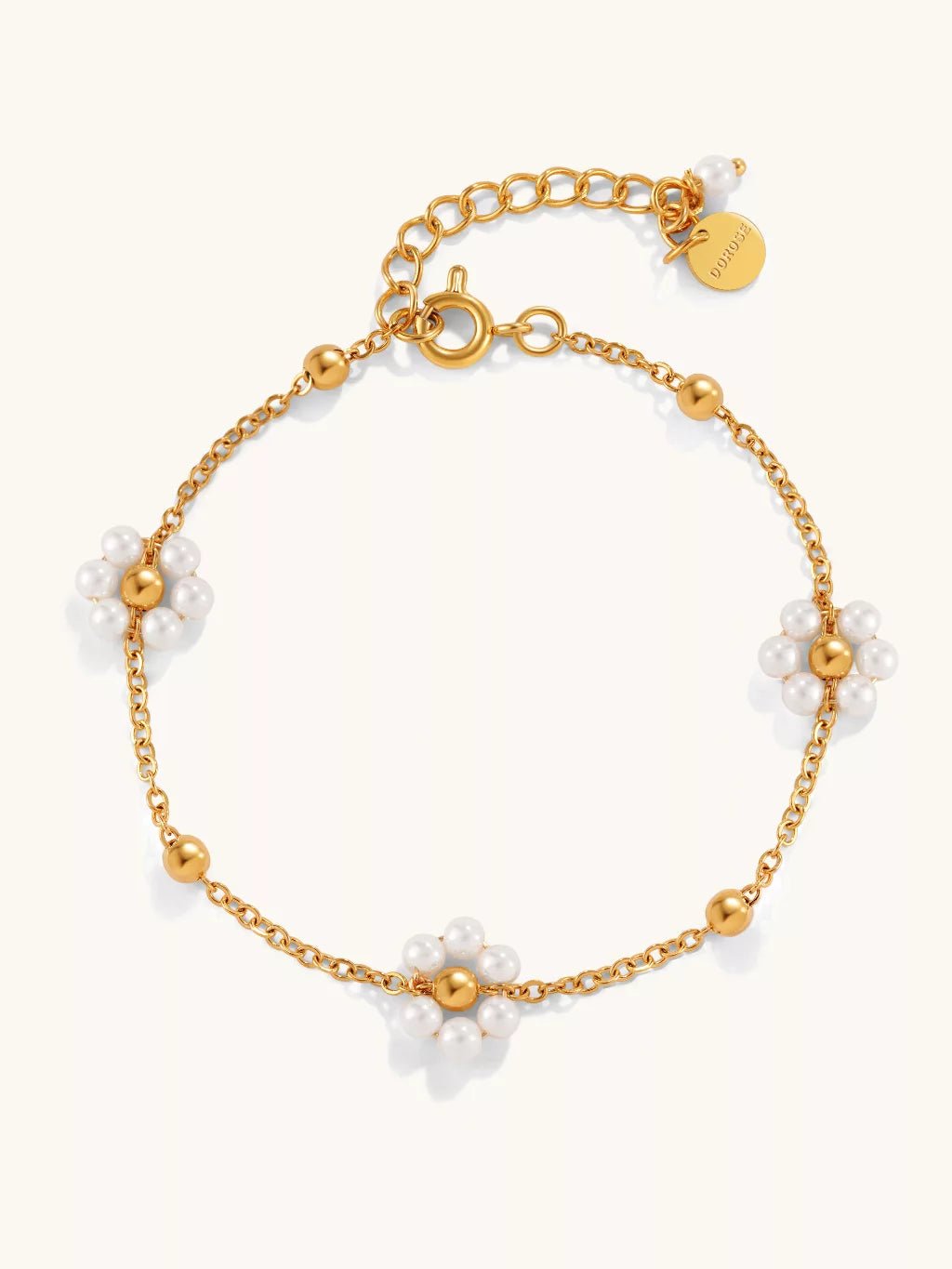 Flower Pearl Armband Gold - Dorose | Wasserfester Schmuck, 18K vergoldet