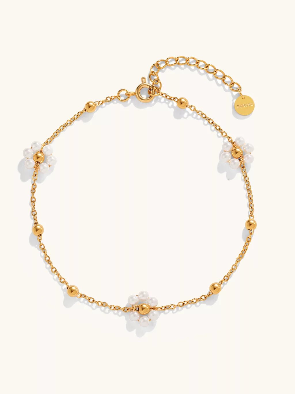 Flower Pearl Fußkette Gold - Dorose | Wasserfester Schmuck, 18K vergoldet