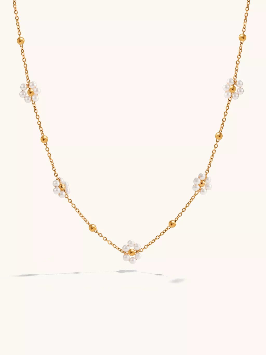 Flower Pearl Halskette Gold - Dorose | Wasserfester Schmuck, 18K vergoldet
