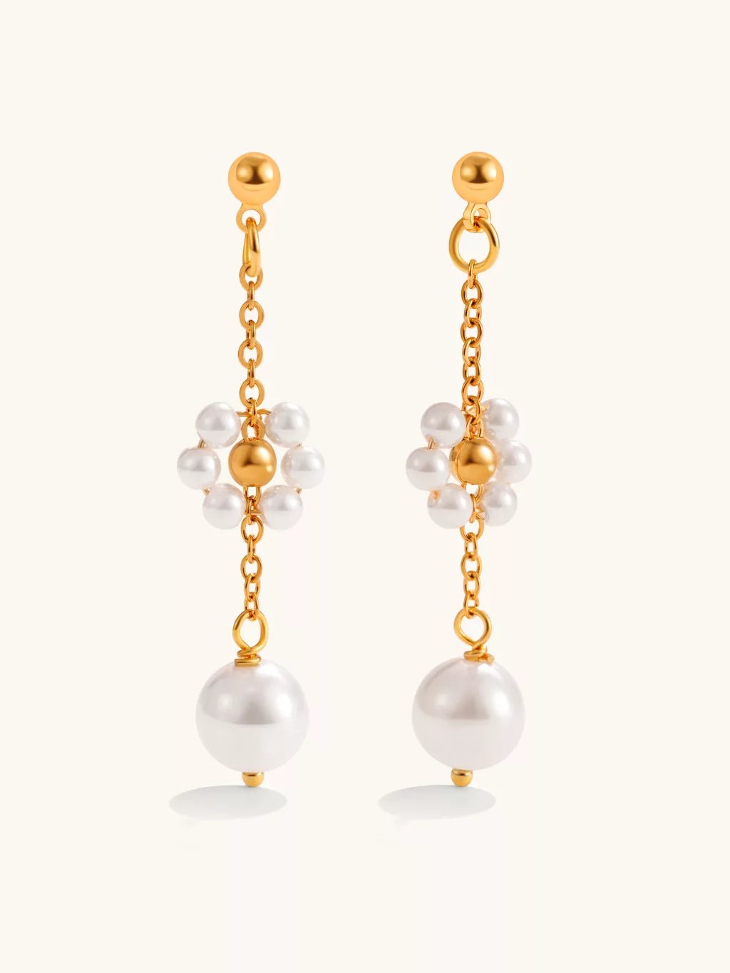 Flower Pearl Ohrringe Gold - Dorose | Wasserfester Schmuck, 18K vergoldet