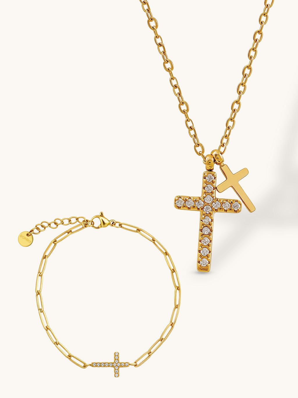 Funkelndes Kreuz Schmuckset Gold - Dorose | Wasserresistent, kein Verfärben