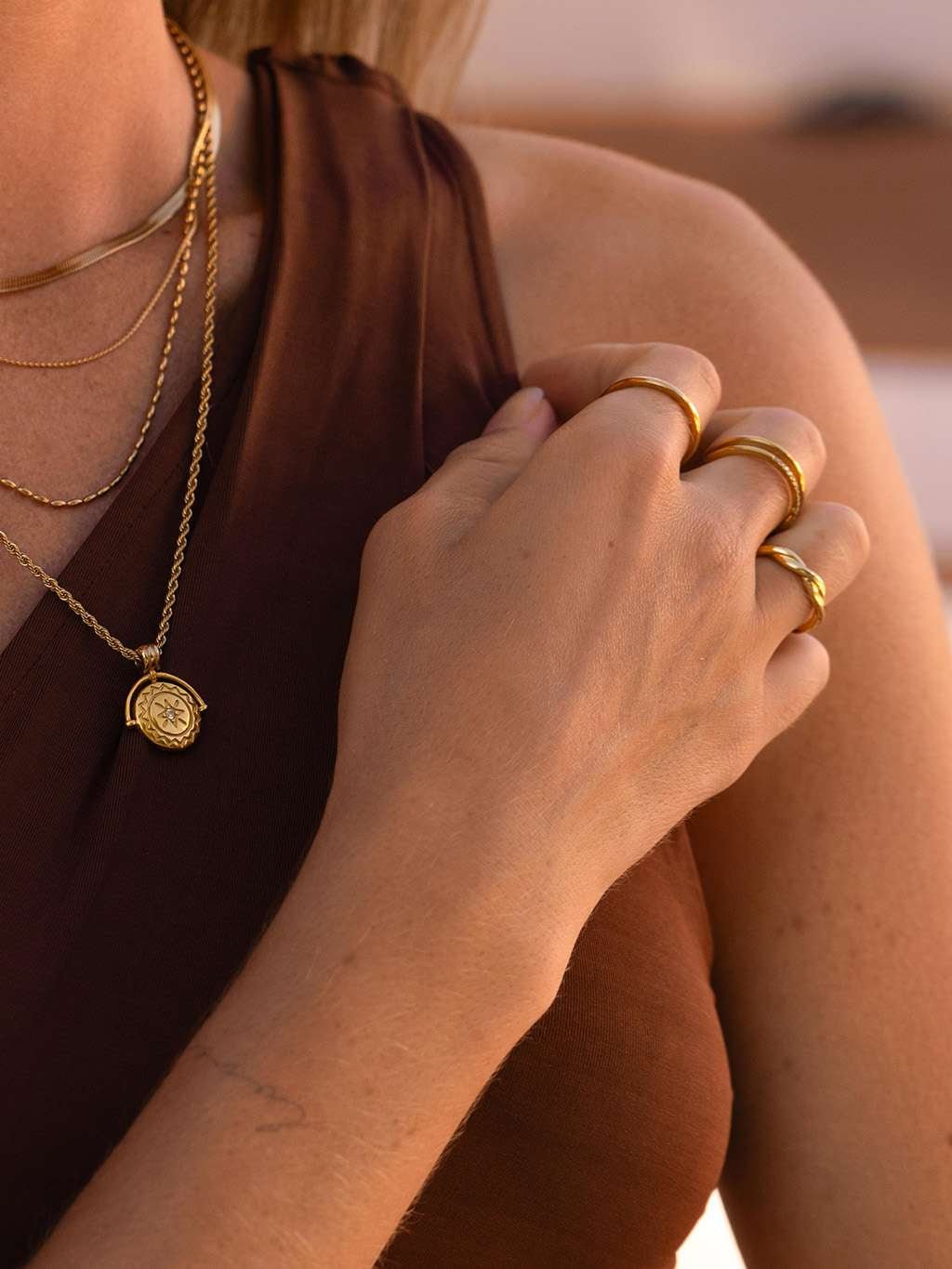 Geflochtener Twisted Ring Gold 54mm - Dorose | Wasserfester Schmuck, 18K vergoldet