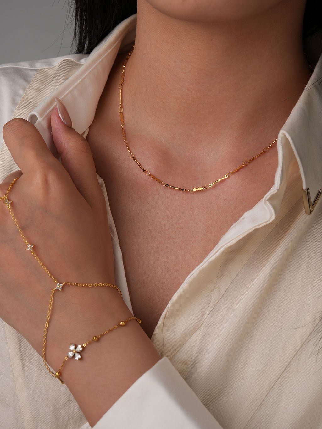 Geometrische Halskette mit Rauten Gold - Dorose | Wasserresistent, kein Verfärben