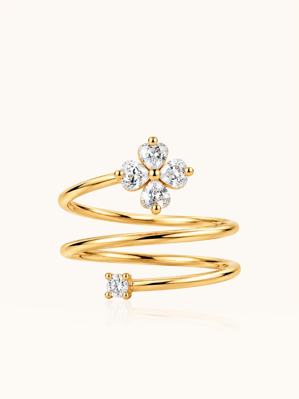 Glücksklee Wickelring Gold mit Zirkonia - Dorose | Wasserresistent, kein Verfärben