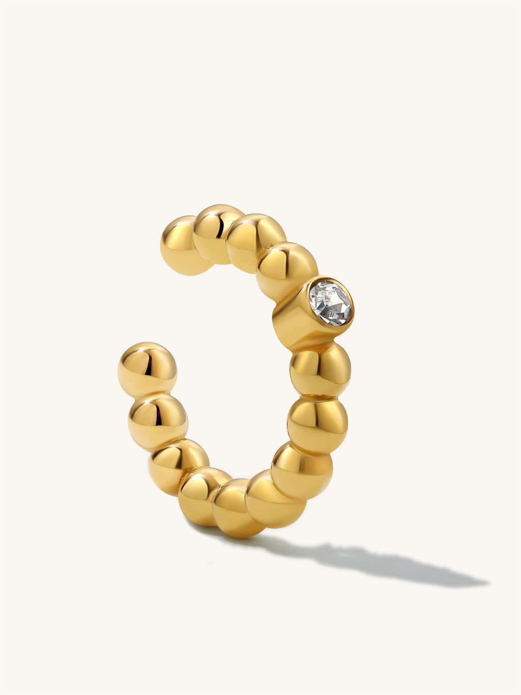 Goldene Sphäre Zirkonia Ohrmanschette - Dorose | Wasserfester Schmuck, 18K vergoldet