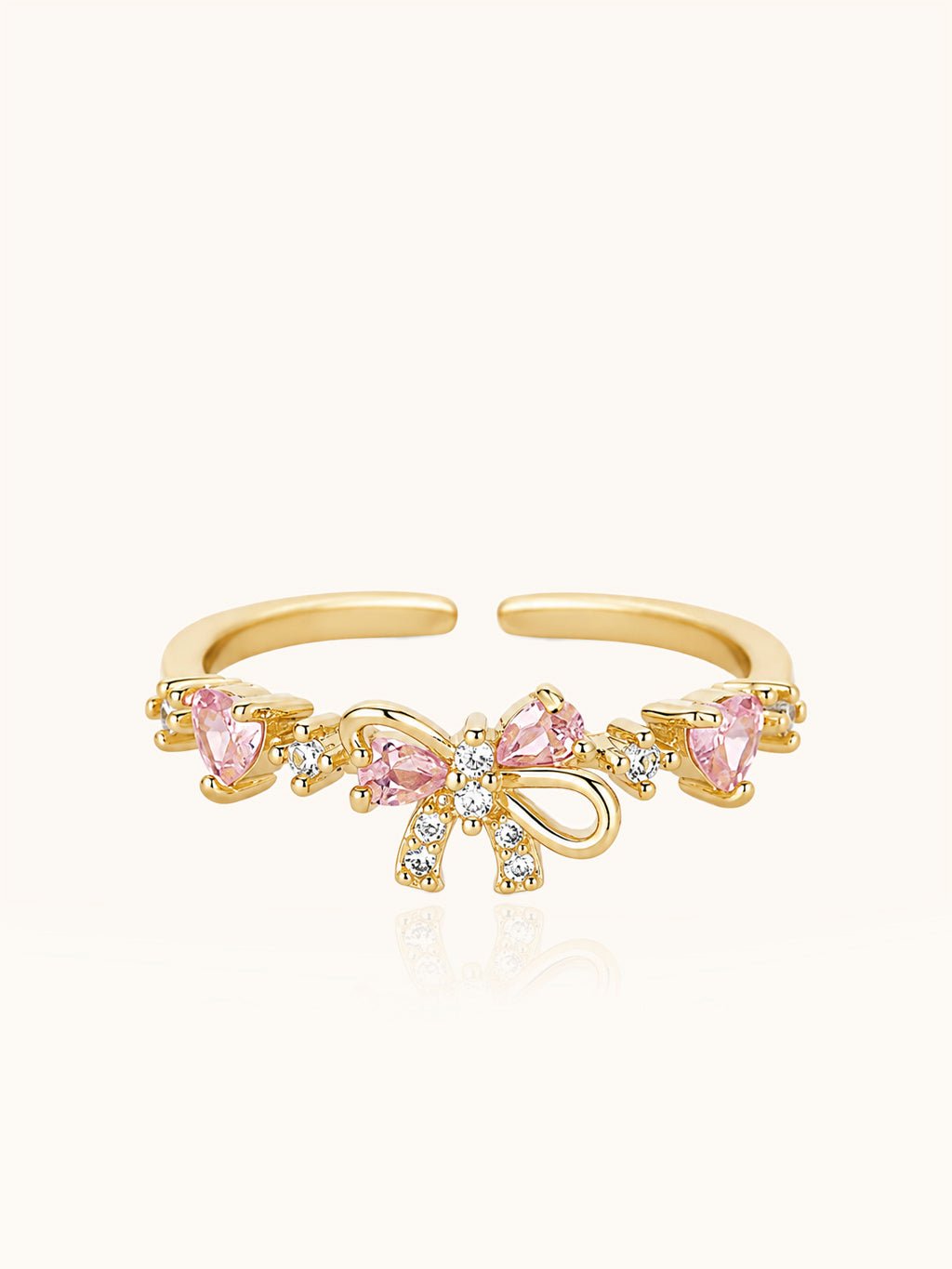 Goldener Schleifenring mit rosa Zirkonia - Dorose | Wasserresistent, kein Verfärben