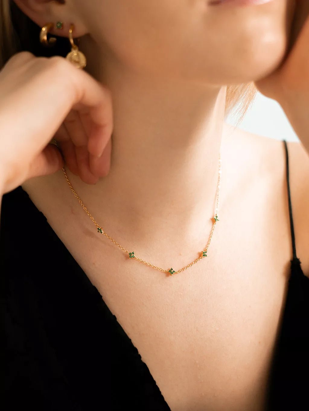 Green Flower Halskette Gold - Dorose | Wasserfester Schmuck, 18K vergoldet
