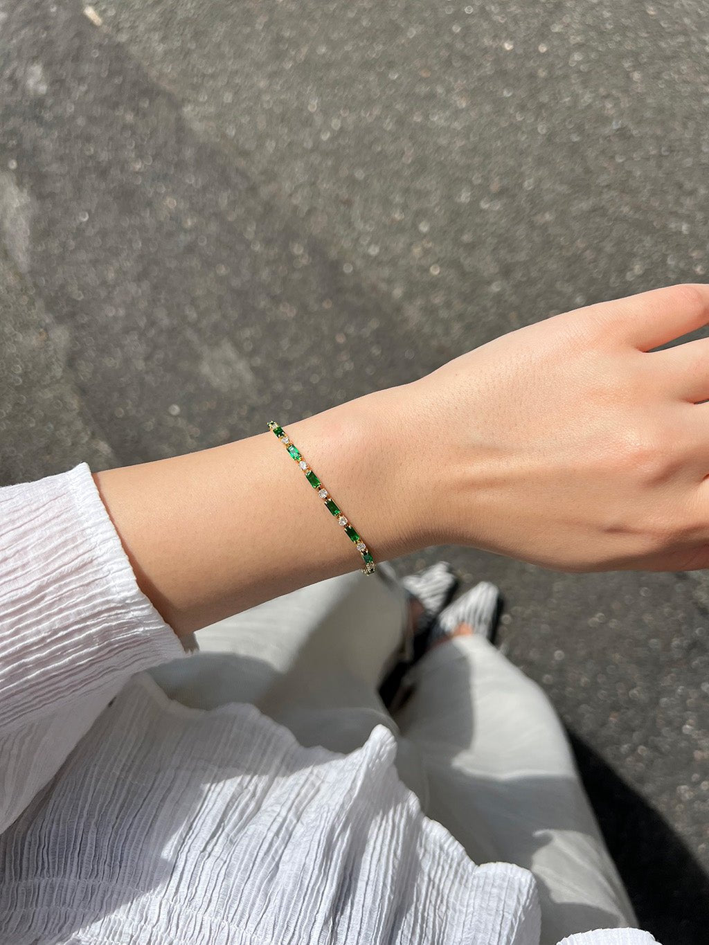 Green Tennis Armband Gold - Dorose | Wasserresistent, kein Verfärben
