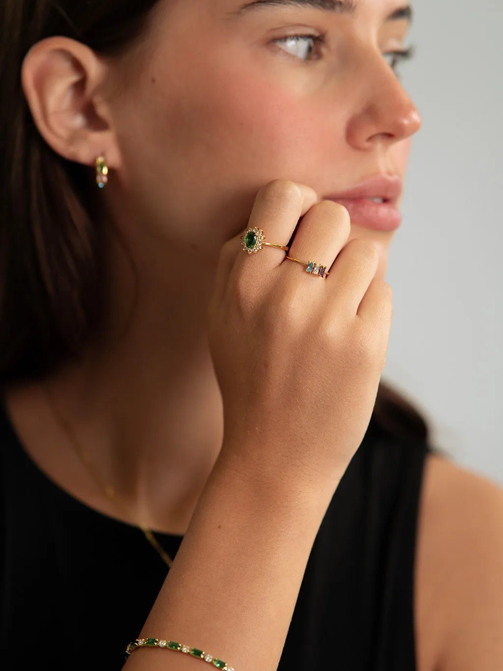 Green Vintage Ring Gold - Dorose | Wasserfester Schmuck, 18K vergoldet