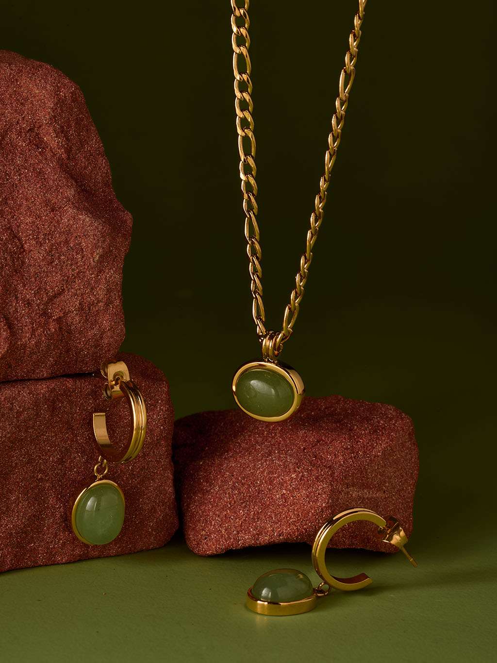 Grün Lake Kette Gold - Dorose | Wasserfester Schmuck, 18K vergoldet