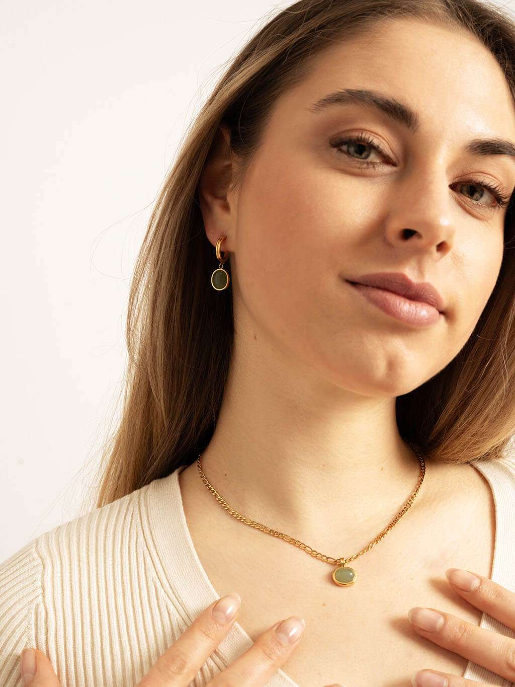 Grün Lake Kette Gold - Dorose | Wasserfester Schmuck, 18K vergoldet