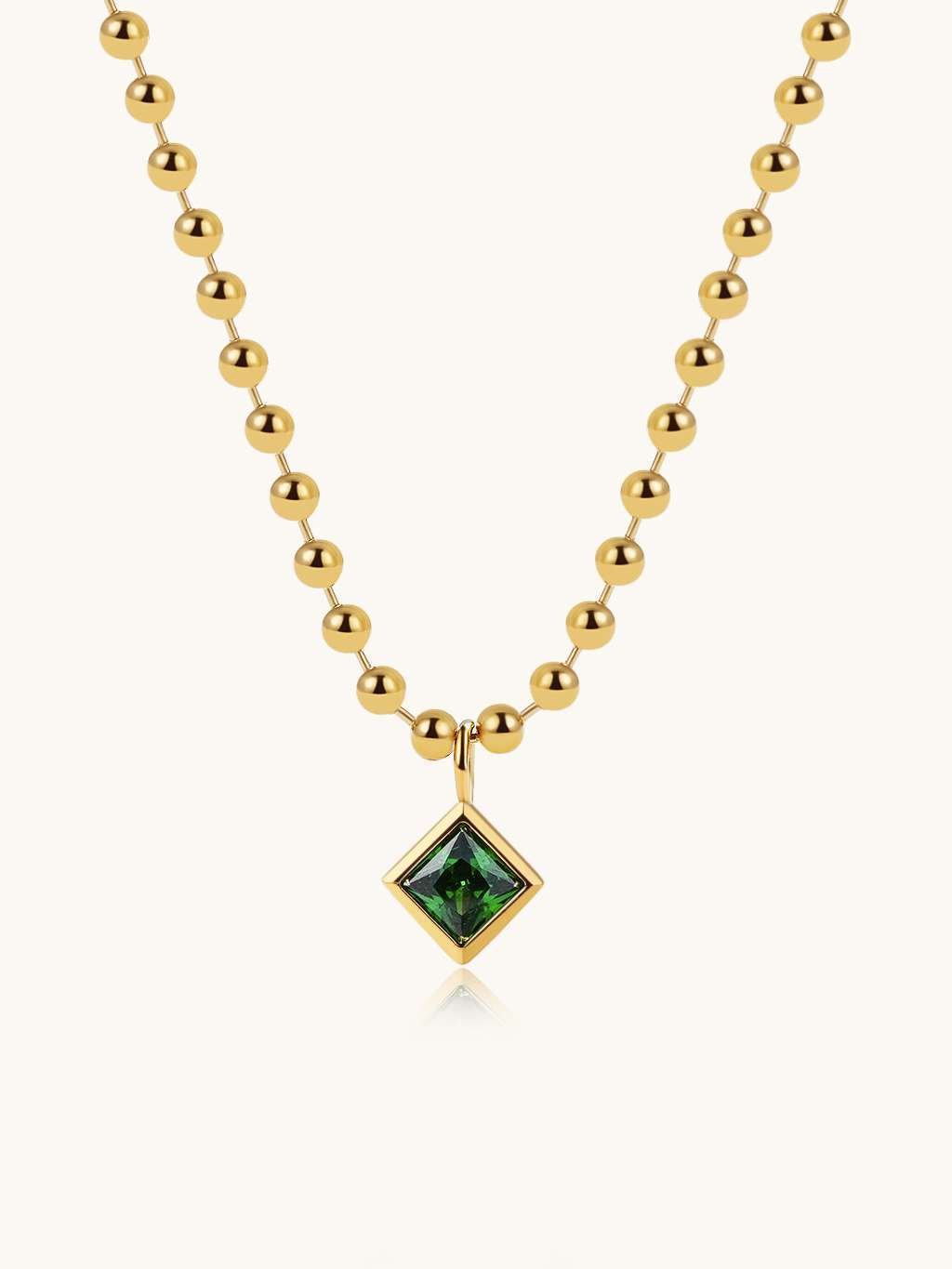 Grüner Square - Anhänger Halskette Gold - Dorose | Wasserfester Schmuck, 18K vergoldet