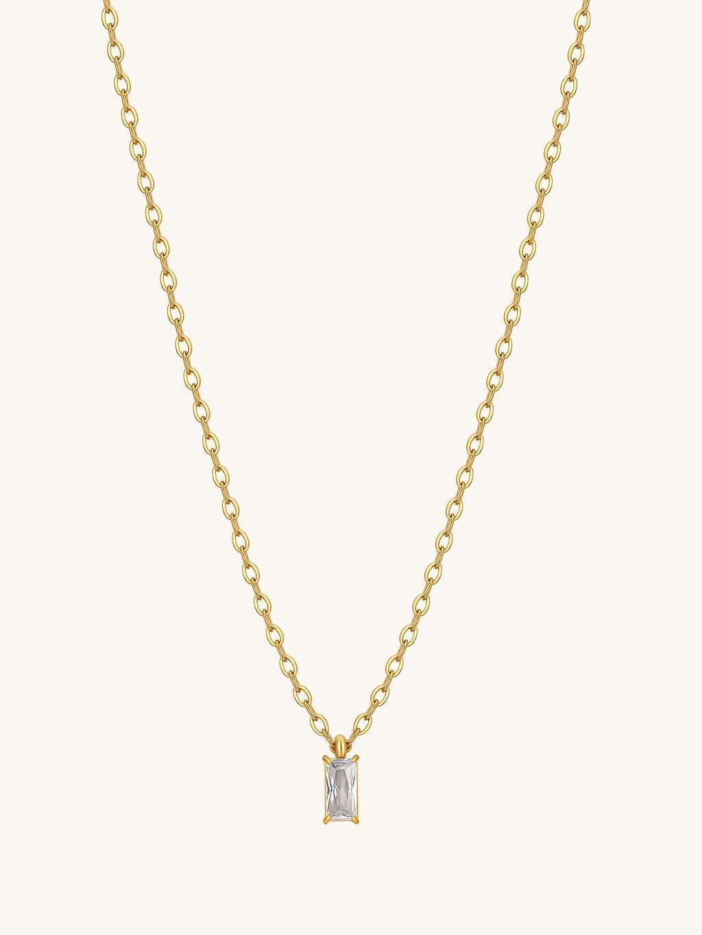 Halskette mit rechteckigem Zirkonia Gold - Dorose | Wasserfester Schmuck, 18K vergoldet