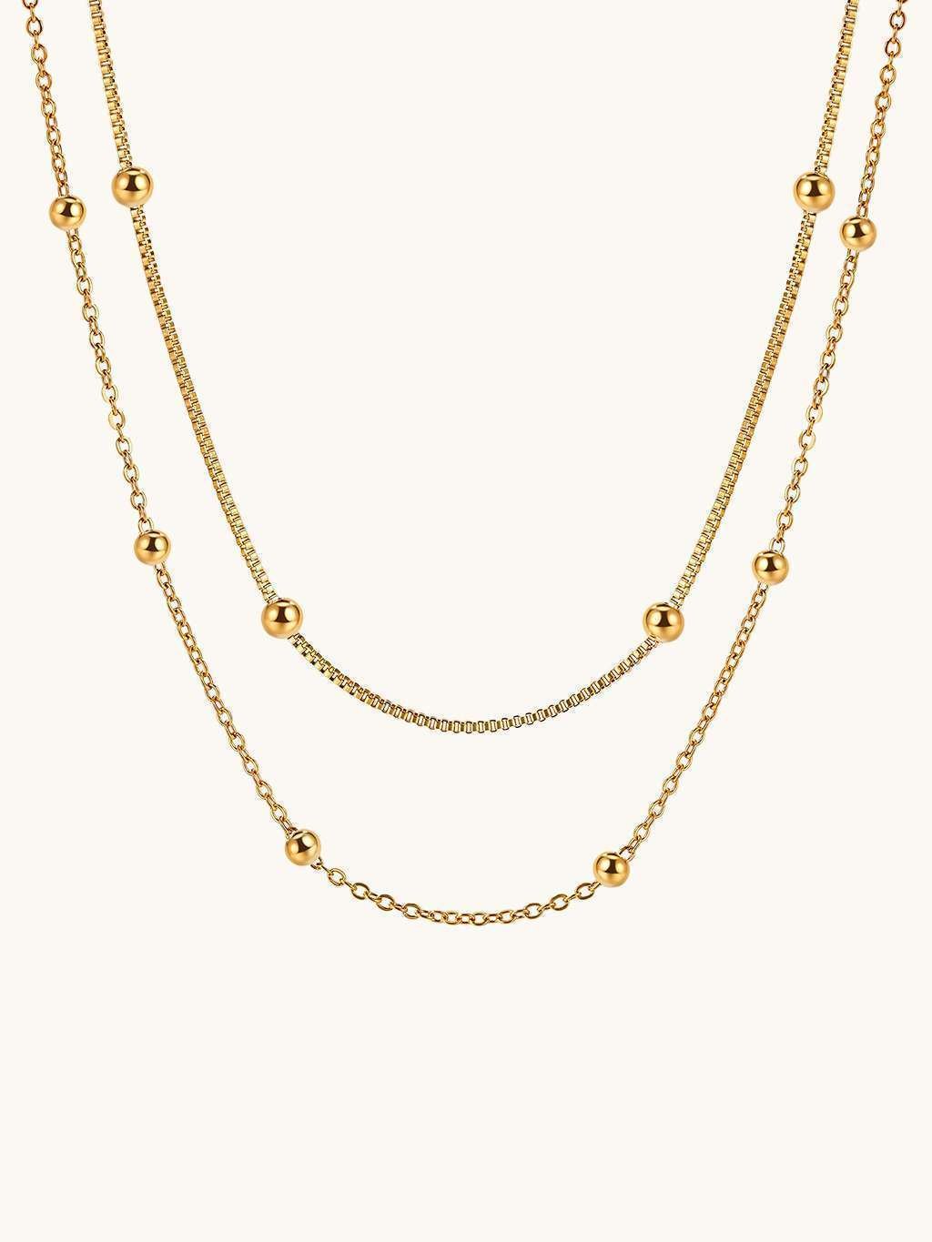 Harmony Double Halskette Gold - Dorose | Wasserfester Schmuck, 18K vergoldet