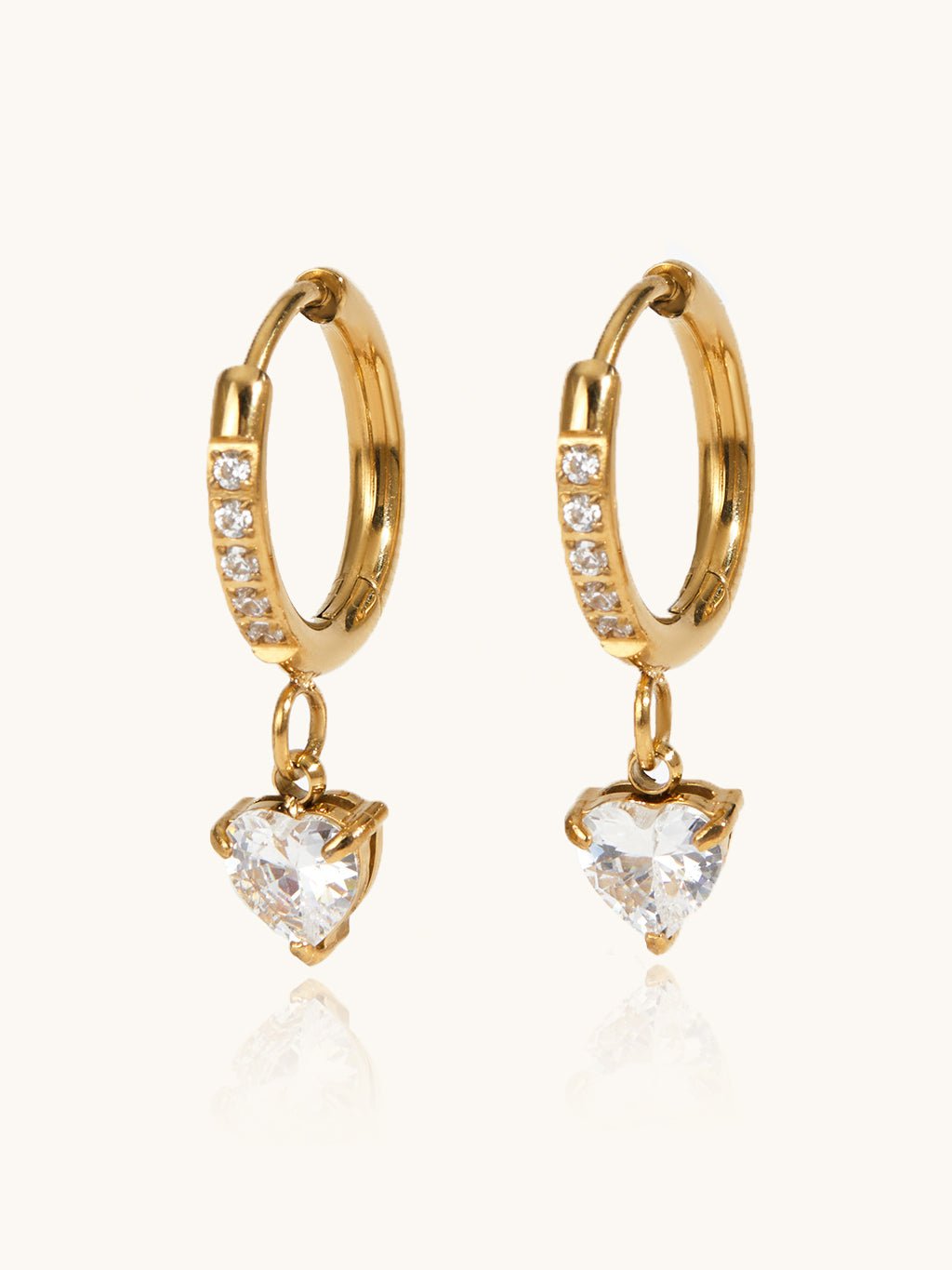 Heart Drop Huggie Hoop Ohrringe Gold - Dorose | Wasserfester Schmuck