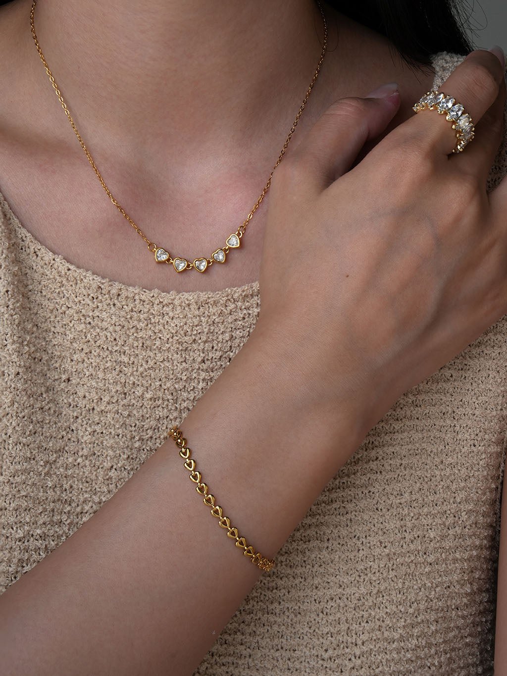 Herz an Herz Armband Gold - Dorose | Wasserresistent, kein Verfärben