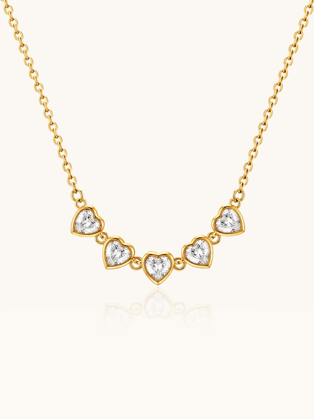 Herz an Herz Halskette Gold mit Zirkonia - Dorose | Wasserresistent, kein Verfärben