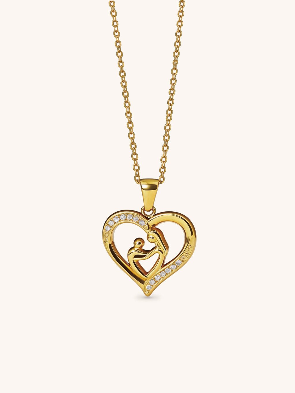 Herz Anhänger Kette Gold – Mutter & Kind Hand in Hand - Dorose | Wasserresistent, kein Verfärben