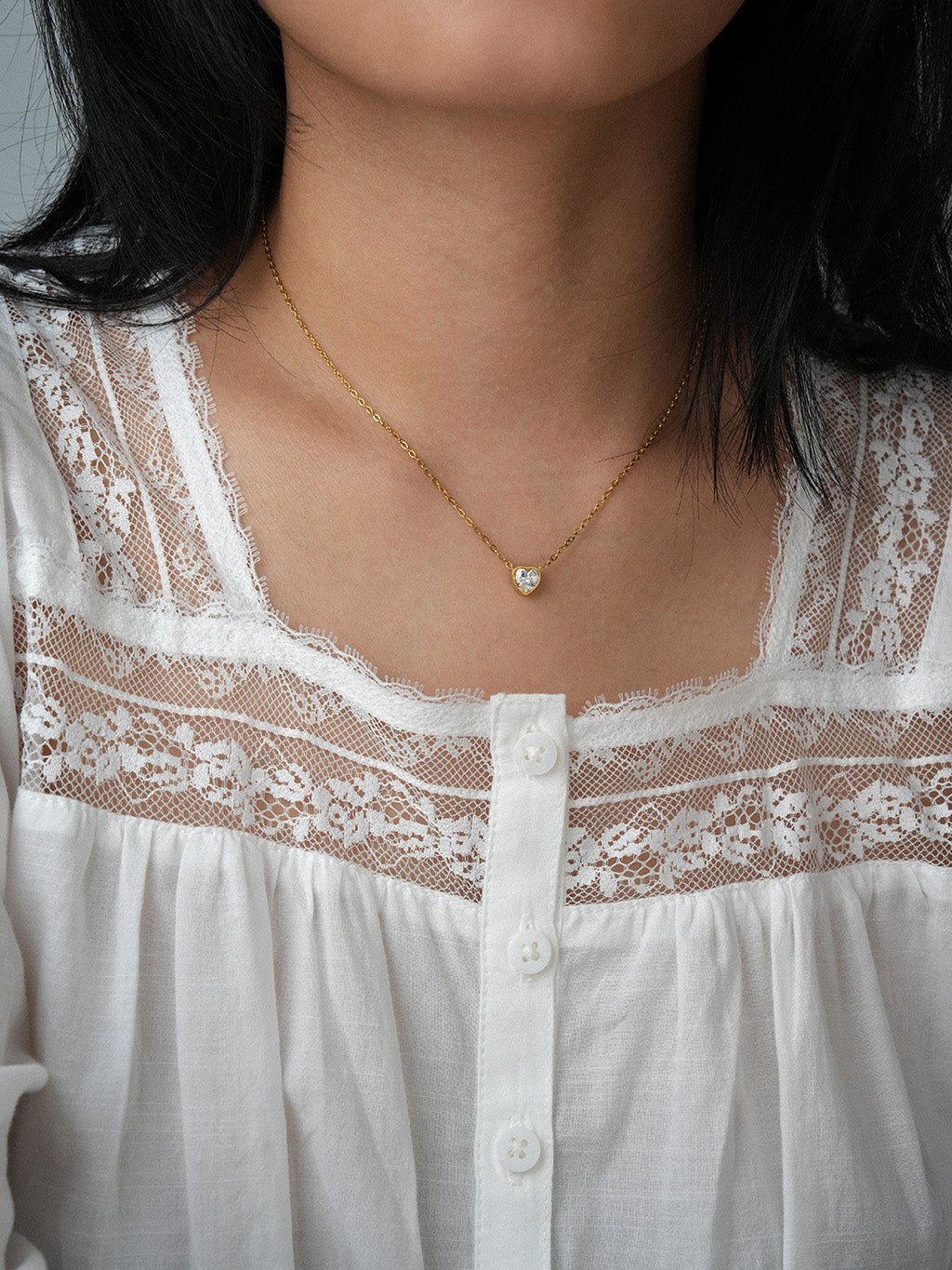 Herz Halskette Gold mit Zirkonia - Dorose | Wasserresistent, kein Verfärben